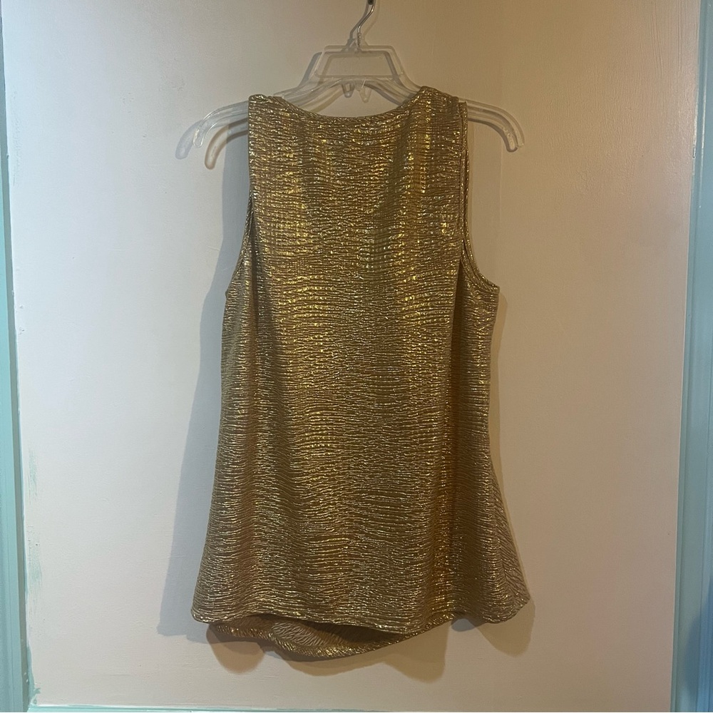 Notations Metallic Gold Drape Tank Top - Picture 2 of 4